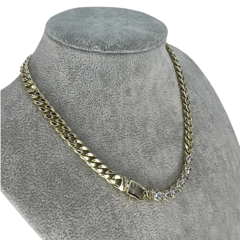 Melinda Maria Julian Loves Diamonds Cuban Chain Necklace 16" - Picture 8 of 12